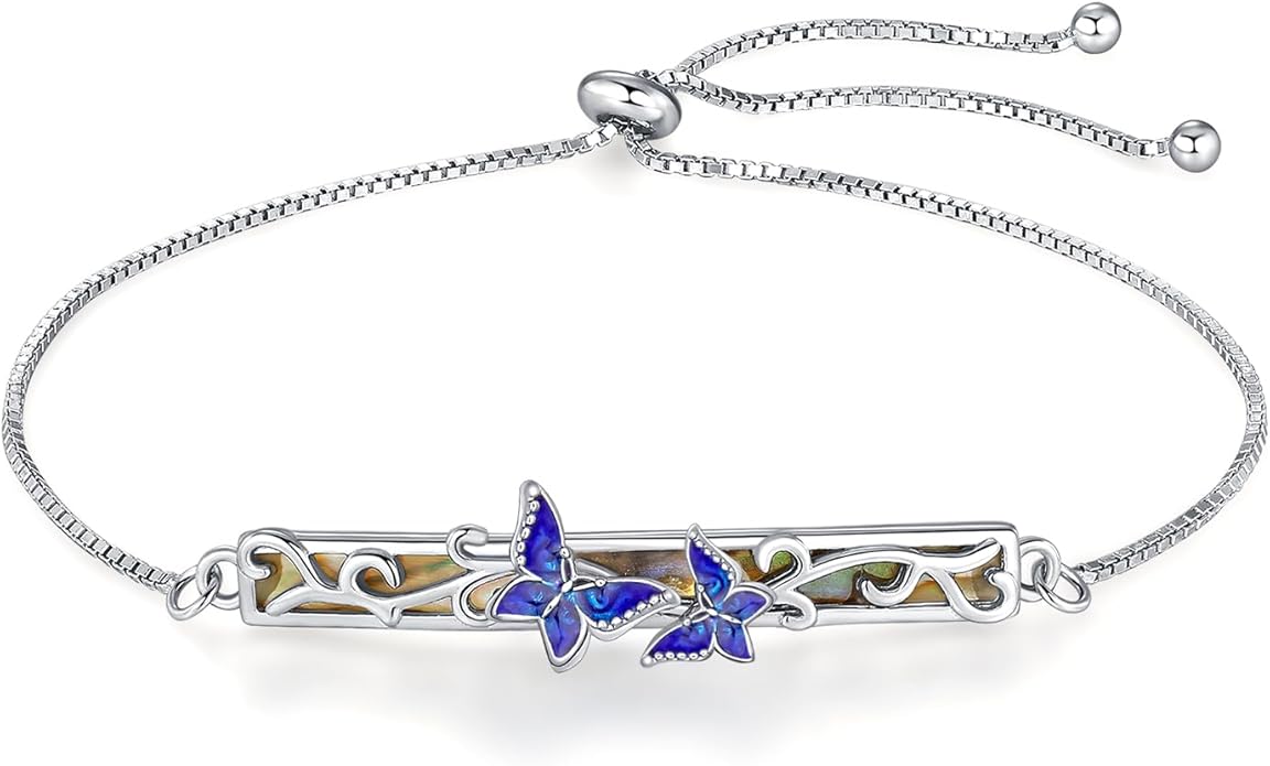 Dragonfly Bracelet 925 Sterling Silver Butterfly Bracelet Adjustable Celtic Moon Bracelet Irish Celtic Jewelry Gifts for Women