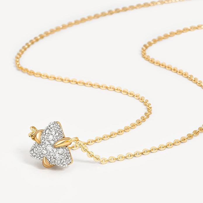 MEVECCO Dainty Gold Necklace For Women 18k Gold Plated Full CZ Pendant Necklace Handmade Necklace Jewelry Everyday Wear