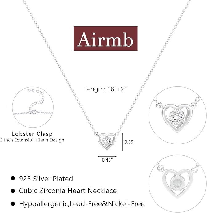 Heart Necklace for Women Gold/Silver Plated Trendy Heart Choker Lover Pendant Hypoallergenic Fashion Gold/Silver Necklace for Women Love Jewelry Gift for Women Girlfriend