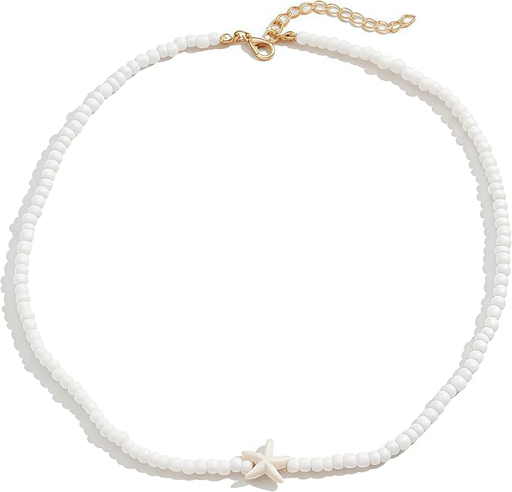 Nackiy Handmade Sea Shell Necklace for Women Summer Adjustable Natural Shell Collar Necklace