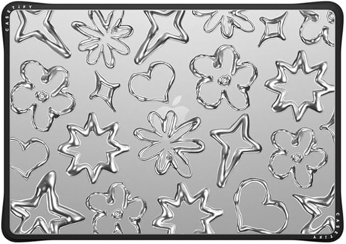 CASETiFY Impact MacBook Air 15" (M2-M4) Case [Cushioned Impact Corners/Scratch-Resistant/Anti-Slip Grip] - Chrome Doodles - Clear Black
