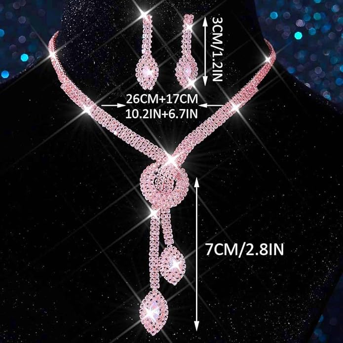 Unicra Silver Rhinestone Bridal Wedding Jewelry Set Crystal Necklace Earrings Sets Formal Prom Costume Jewelry Sets for Women and Brides