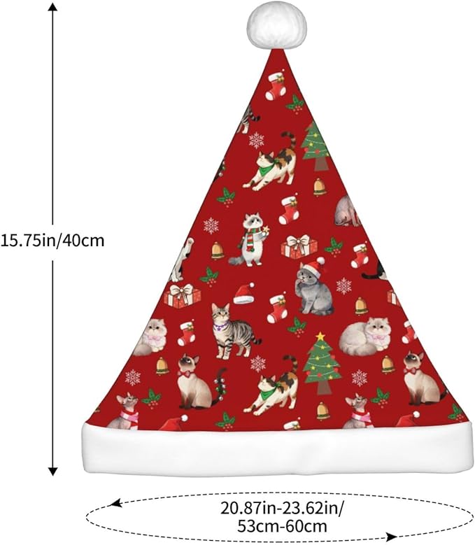 Christmas Santa Hat for Adults,Holiday Unisex Xmas Hat for New Year Party Headwear