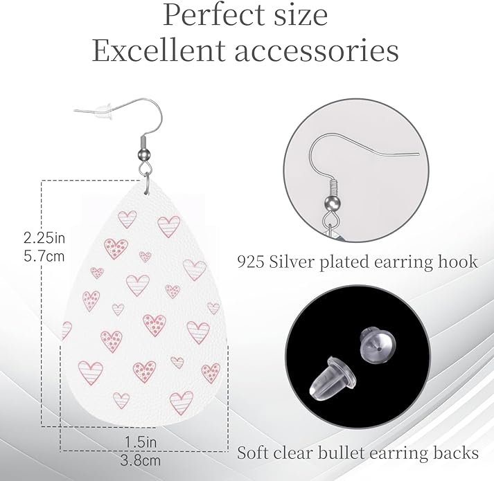 Teardrop Style Leather Earrings Outer Layer Silver Plating Hypoallergenic, Fashion Accessories Suitble Casual Outfits Parties Daily Wear for Sister Mom Wife Friends