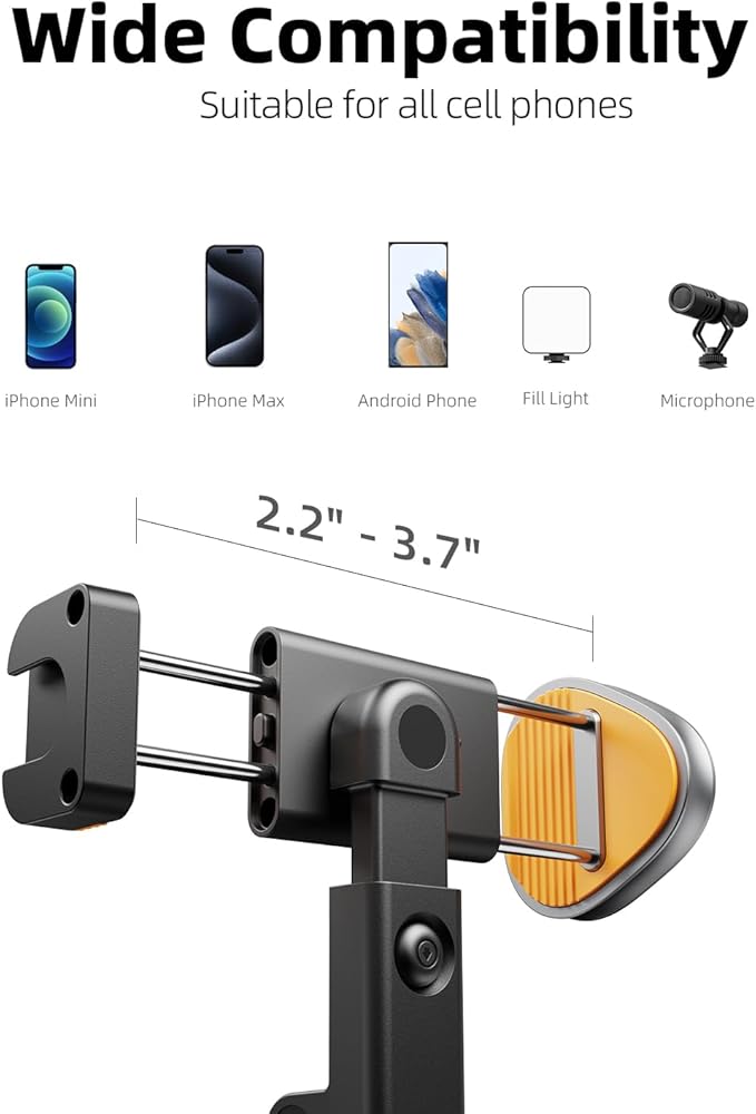 TODI 63" Cell Phone Selfie Stick Tripod, Portable Tripod for iPhone with Wireless Remote, Extendable Smartphone Stand, All-in-1, Compatible with iPhone/Android