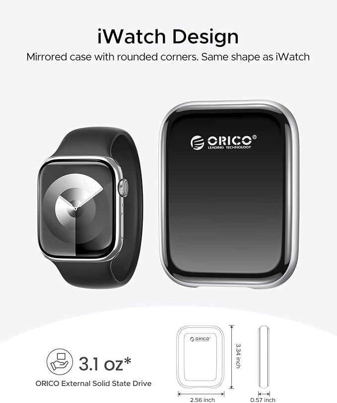 ORICO 1TB Portable SSD Up to 2000MB/s External Solid State Drive, USB 3.2 Gen 2x2 20Gbps with 2 in 1 USB C Cable, Compatibility with MacBook, iPad, iPhone 15, PSSD - A20
