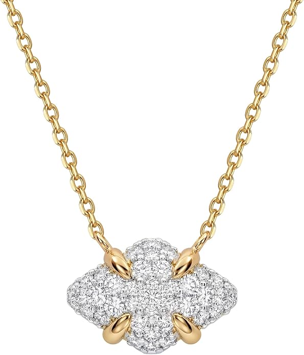 MEVECCO Dainty Gold Necklace For Women 18k Gold Plated Full CZ Pendant Necklace Handmade Necklace Jewelry Everyday Wear