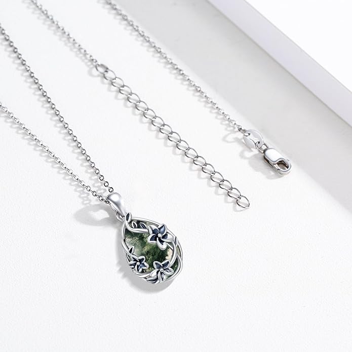 JUSTKIDSTOY Moonstone Necklace 925 Sterling Silver Teardrop Pendant Necklace Jewelry Gifts for Women Girls