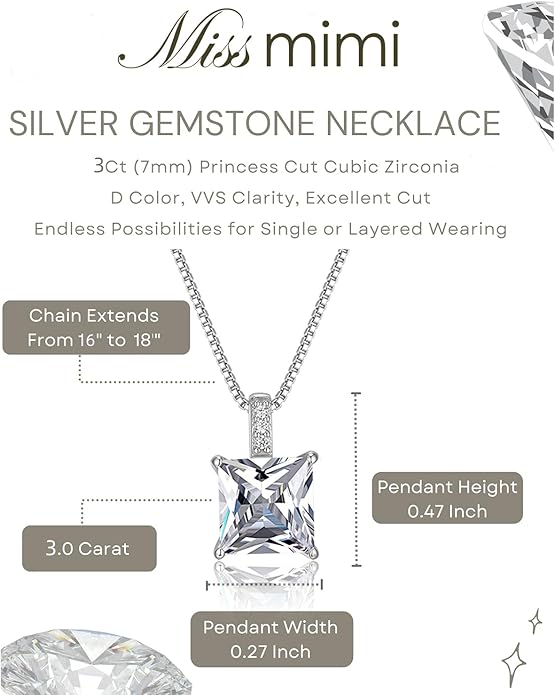 925 Sterling Silver Cubic Zirconia Necklace and Earrings Set for Women, Heart, Cushion, Round, Emerald Cut CZ, Solitaire Bezel Jewelry Set, CZ Bridal Jewelry Set, Bridesmaid Gift