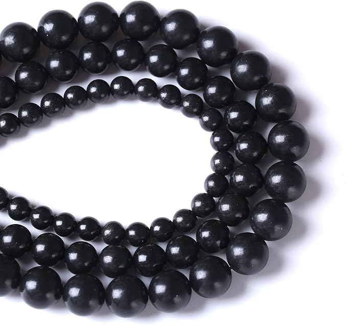 10MM 38PCS Natural Stone Shungite Beads Crystal Loose Beads for Jewelry Making DIY Bracelet