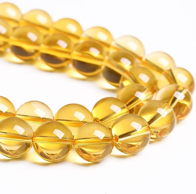 8MM 46PCS Natural Crystal Stone Clean Citrine 3A Grade Loose Beads for Jewelry Making DIY Bracelet