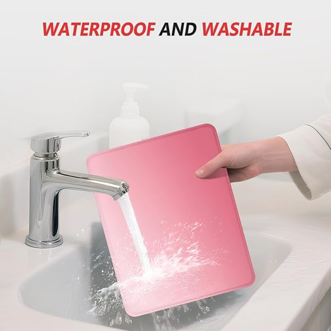 ITNRSIIET Mouse Pad Non-Slip Rubber Base Smooth Surface Stitched Edges Waterproof Durable Compatible with All Mice for Office & Gaming, Desk Accessory, 10.2x8.3x0.12 inch, Rose Gradient