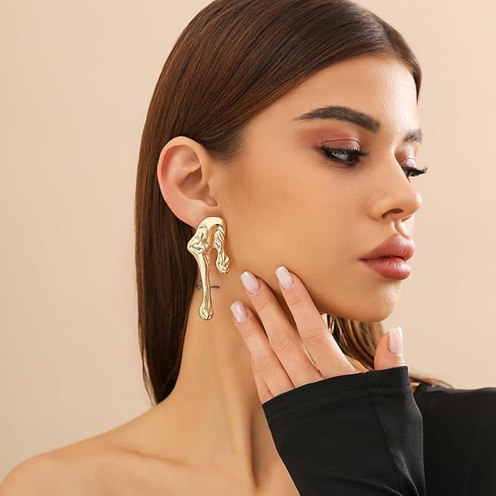 Irregular WaterDrop Earrings, Melted Liquid Irregular Stainless Steel Earrings, Embrace Minimalist Earrings, Statement Earrings for Women