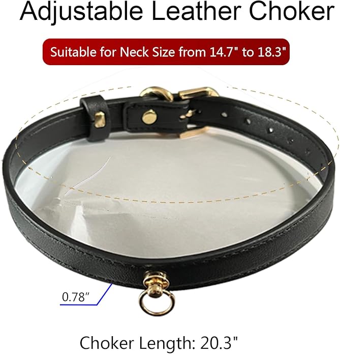 Black Choker Necklaces for Women, 100% Genuine Leather Fur,Collar for Man and Woman, Premium Goth Punk Accessory