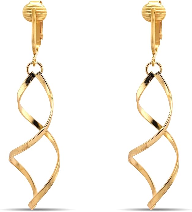 Aloha Earrings Gold Tone Non Pierced Clip On Dangling Earrings