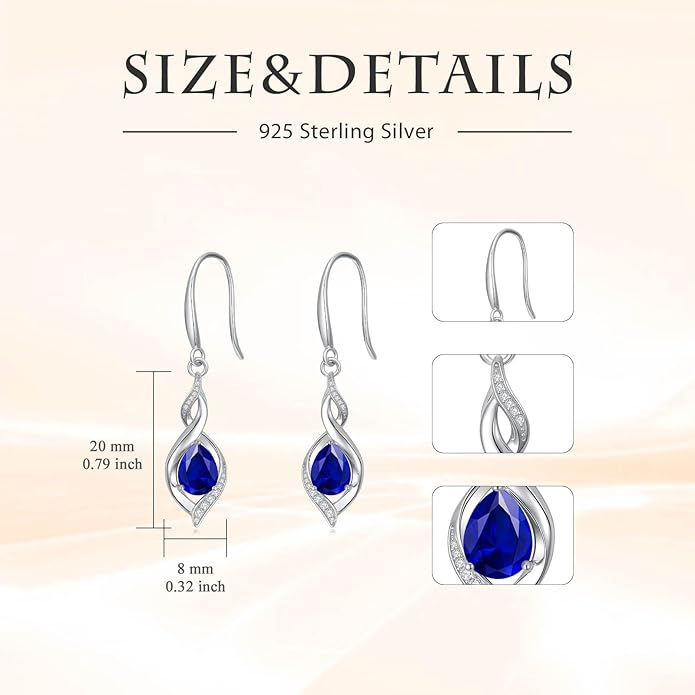 Birthstone Earrings for Women 925 Sterling Silver Infinity Love Jewelry Valentines Day Birthday Gifts for Her Mom Wife Girlfriend