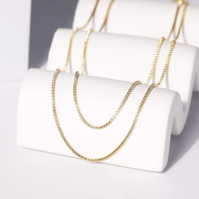 CHESKY Layered Necklaces for Women, 14K Gold Plated Chain Necklace Women Trendy Cuban Link Paperclip Chain Toggle Clasp Necklace Fashion Chunky Jewelry for Women