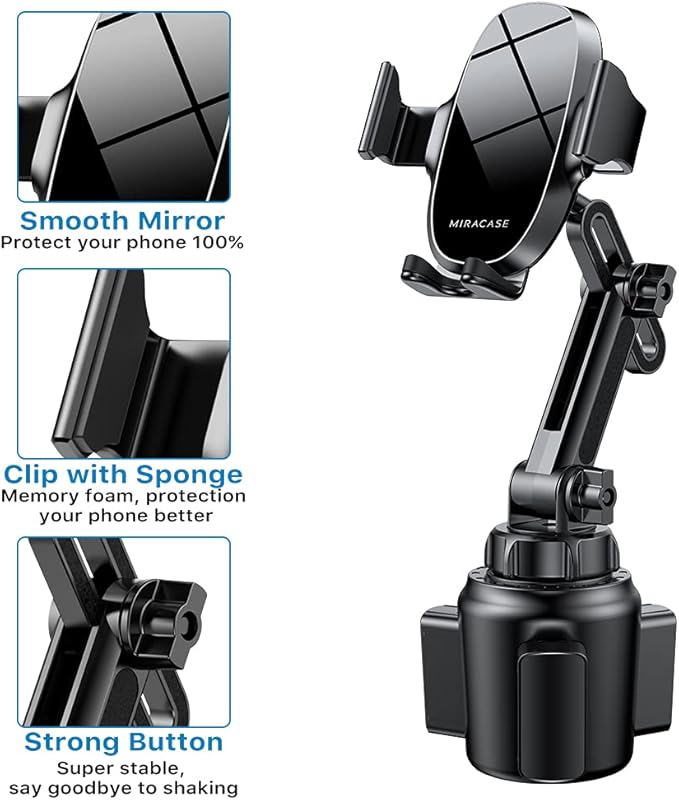 Miracase Cup Phone Holder for Car, [Upgraded Version] Adjustable Long Neck Car Cup Holder Phone Mount Cradle Friendly Compatible with iPhone Samsung Google and All Smartphones, Red