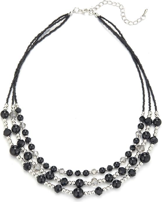 Noessla Beaded Statement Necklaces for Women Layered Chunky Bead Necklace Fashion Costume Jewelry Gifts for Mom