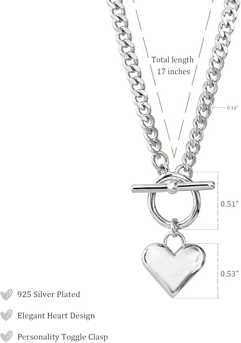 Cute Heart Necklace for Women Gold/Silver Plated Heart Pendant Choker Necklaces Tendy Love Heart Chain Necklace Dainty Gold/Silver Necklace Jewelry Gifts for Women