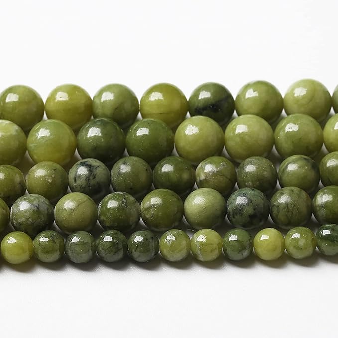 Natural Chinese Green Jade Beads Gemstone Round Loose Beads for Jewelry Making DIY Bracelet Necklace 12mm 32pcs 15" Inch
