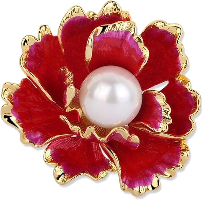 Crystal Pearl Flower Brooches Pins Fashion Beautiful Created Rhinestone Floral Brooch Good Idea for Party Dance Wedding Banquet for Elegant Women Girl