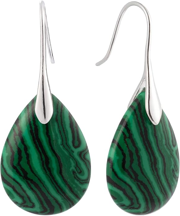 SELOVO Agate Teardrop Stone Grey Drop Earrings Fishhook Dangle Earrings for Women
