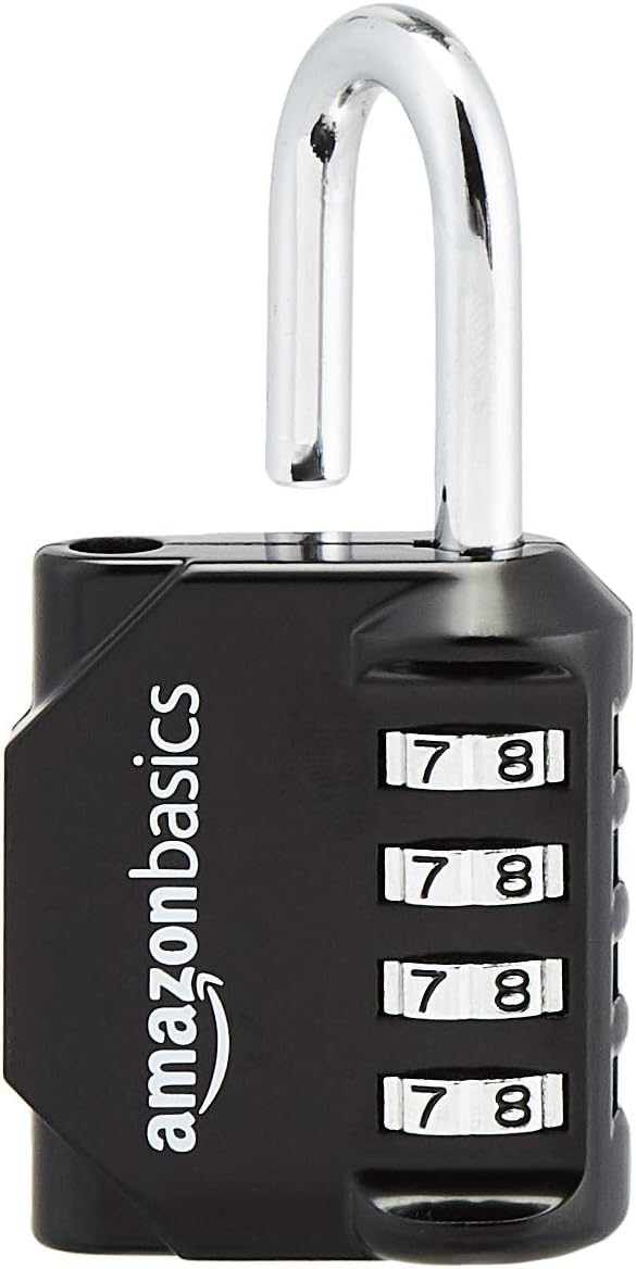 Amazon Basics 4-Digit Combination Lock for Gym and Sports, 2-Pack, Black