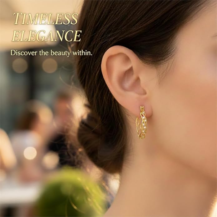14K Gold Hoop Earrings 14K Gold Earrings for Women Hypoallergenic Large 25mm Huggie Hoop Earrings Trendy Elegant Gold Earring Jewelry Gift