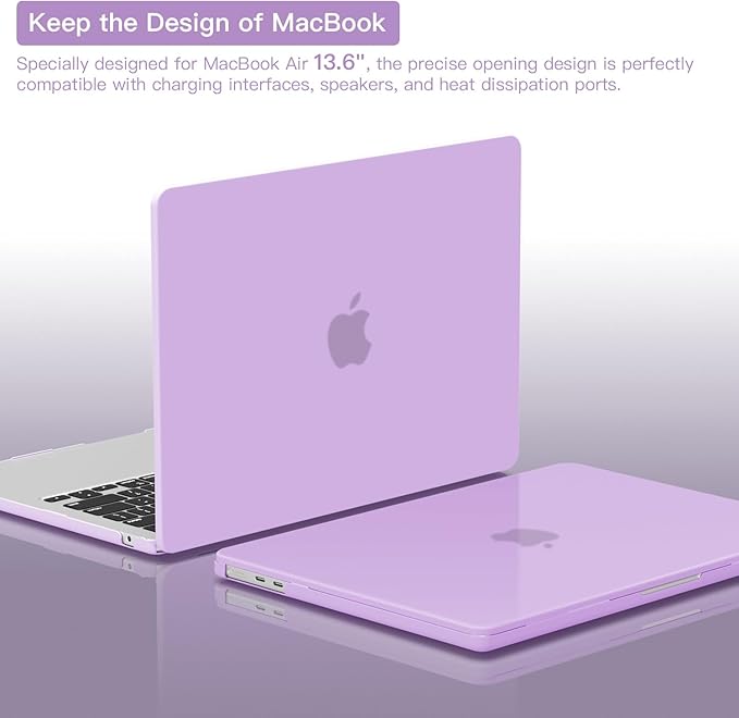 CISSOOK Compatible with MacBook Air 13.6 inch Case A3240 A2681 A3113 2022 2023 2024 2025 Release, Plastic Hard Shell Case USB 3.0 Adapter for MacBook Air 13 inch M2 M3 M4 Chip, Frosted Purple