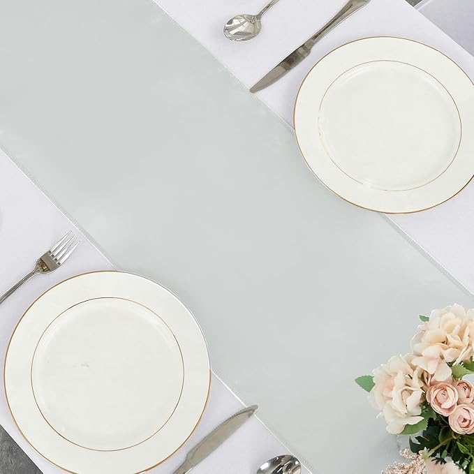 5 Pack Satin Table Runner Silver 12 x 108 Inch Long,Satin Silk Table Runner for Wedding,Birthday Party and Banquet(Silver,5 Pack), Sliver