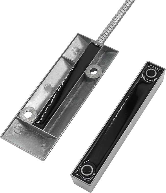 Magnetic Reed Switch Wired Surface Mount Normally Open/Closed NC/NO Contact Sensor Alarm Magnetic Door Switch with 3 Wires, Zinc Alloy Sliver, OC-55