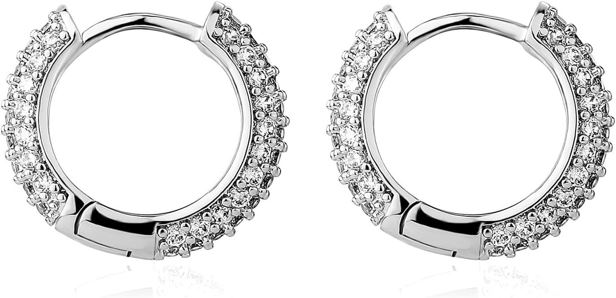Solid Gold over S925 Sterling Silver 4-Row Moissanite Cuff Earrings, Seamless Huggie Design, Trendy Gift for Fashion-Forward Friends
