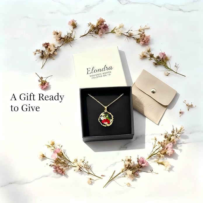 Birth Flower Necklace,1-12 Birth Month Flower Handmade Pendant Necklaces for Women Personalized Custom Floral Jewelry,Boho jewelry,Birthday Gift for Women Girls Best Friend