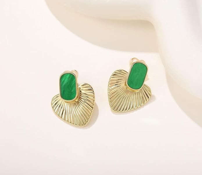 Black/White/Red/Green/Blue/Brown Heart Earrings for Women, Gold Plated Vintage Gold Earrings with Hypoallergenic Posts,Lightweight Black and Gold Dangle Statement Jewelry, Gift for Women—Girlfriend Wife Mom for Wedding, Party, Valentines Day Gifts for Her