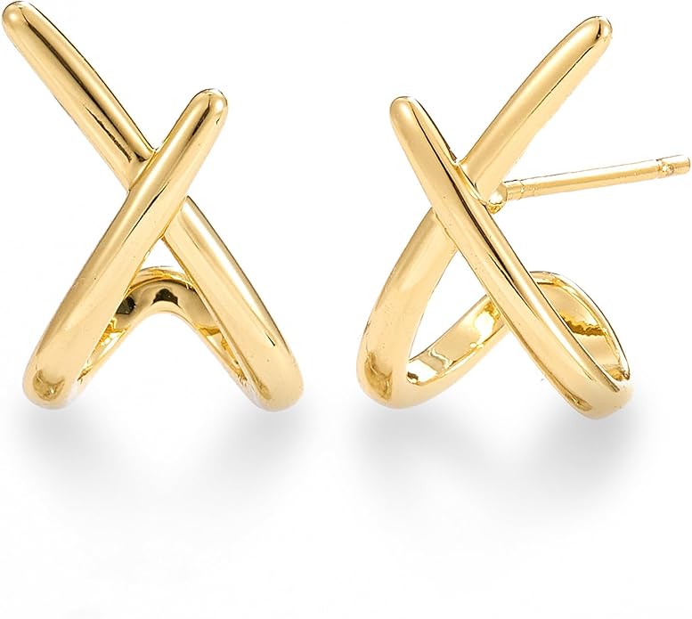 Gold Earrings for Women Trendy,14K Gold Stud Earrings Dainty Earrings Simple Minimalist Gold Earrings Hypoallergenic Earring for Women Gifts