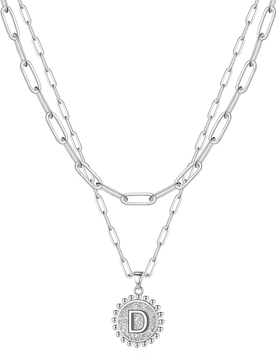 Yoosteel Valentines Gifts for Women Her - Gold Layered Initial Necklaces for Women 14K Gold Plated Dainty Layering Paperclip Link Chain Necklace Coin Initial Necklace Birthday Gifts for Teen Girls