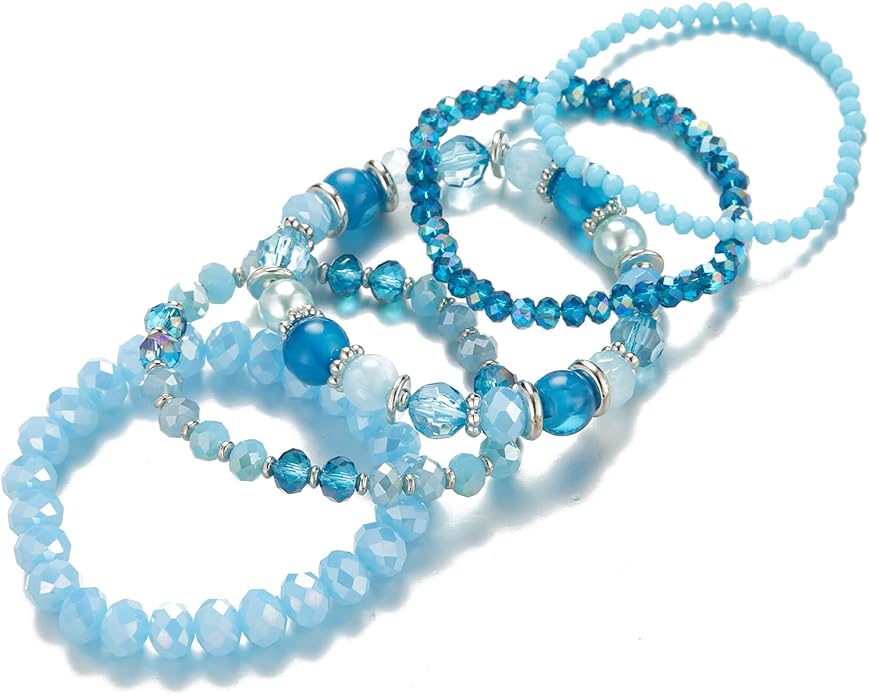 Noessla Beaded Boho Stretch Bracelet Colorful Stackable Crystal Beads Bracelets Trendy Costume Jewelry Mothers Day Gifts for Women