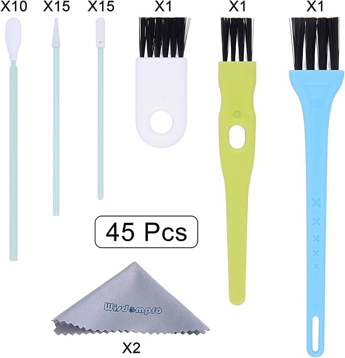 45 Pcs Cell Phone Cleaning Kit, Wisdompro USB Charging Port Cleaner and Headphone Jack Brush Tool Set Compatible with iPhone, iPad, Airpod, Laptop and Other Electronics
