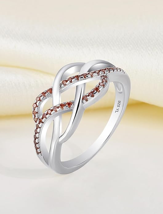 YL Celtic Knot Rings 925 Sterling Silver Twisted Knot Ring Birthstone Infinity Statement Jewelry for Women-size5