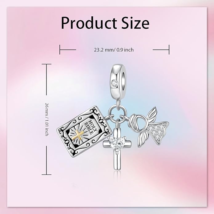 Bible Family Mom Wife Love Heart Dangle Charm 925 Sterling Silver Charms fits Bracelets and Necklace Pendant Bead Charms Jewelry Present for Women Family Friends