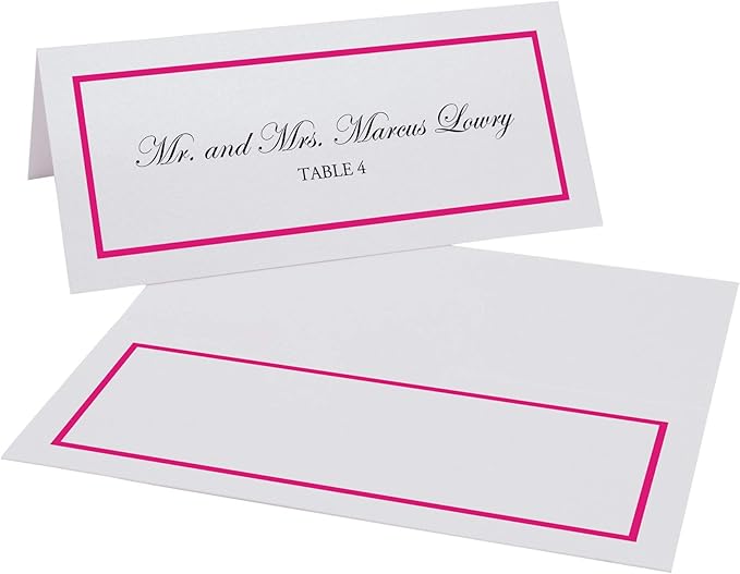 Single Line Border Printable Place Cards, Fuschia (Choose Color), Set of 60 (10 Sheets), Laser & Inkjet Printers - Wedding, Party, Dinner, and Special Events - Made in the USA