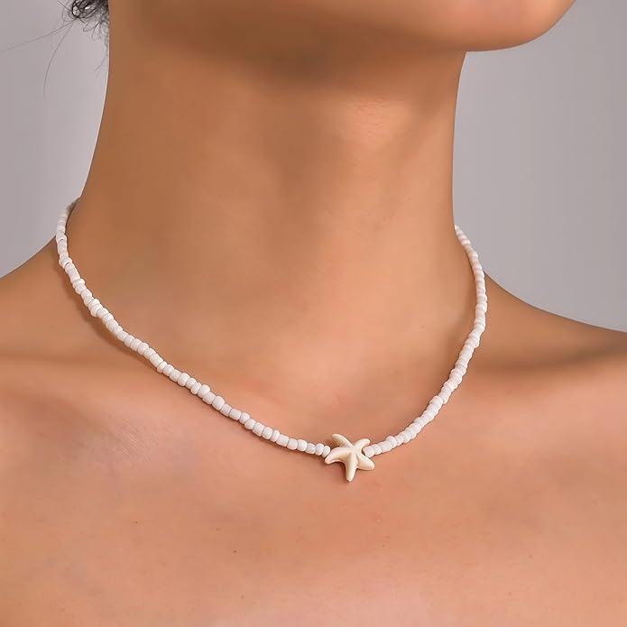 Nackiy Handmade Sea Shell Necklace for Women Summer Adjustable Natural Shell Collar Necklace