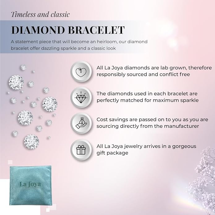 Lab Grown Diamond Tennis Bracelet for women| 7 Inches Real 10K White Gold 2 & 3 Carat Bracelet | Dazzling Diamond Jewelry Gift for Women