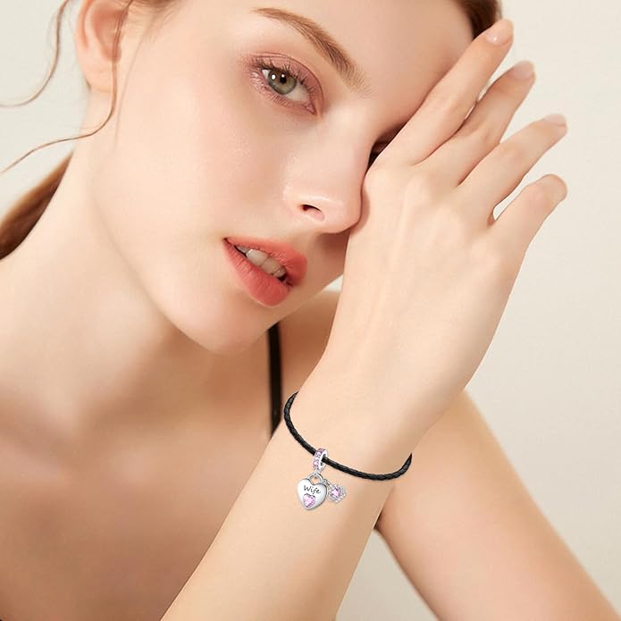 Family Charms for Charms Bracelet: 925 Sterling Silver Heart Dangle Charms for Bracelets and Necklaces, Birthday Mother's Day Christmas Jewelry Gifts For Women.