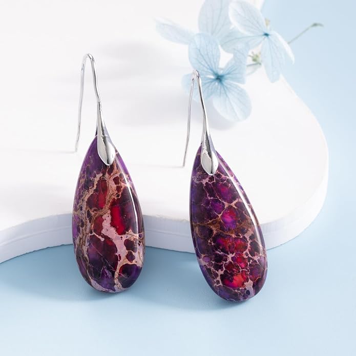 SELOVO Stone Fishhook Dangle Drop Earrings Statement Earrings for Women Stone