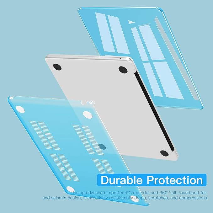 CISSOOK Compatible with MacBook Air 13.6 inch Case 2022 2024 2025 Release Model A268 A3113 A3240 with Touch ID, Laptop Hard Shell Case with Keyboard Cover for Mac Air 13.6 M2 M3 M4, Sky Blue