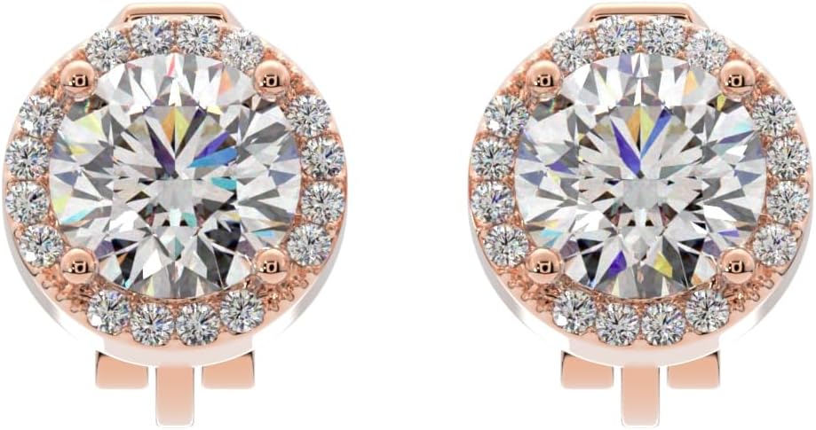 Aloha Earrings Round Halo Crystal Clip On Stud Earrings