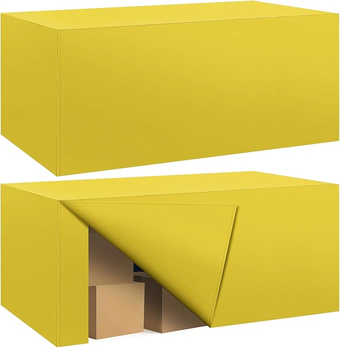 Ascoza 2 Pack Fitted Tablecloth for 8 Foot Rectangle 96 x 30 Inch Yellow Table Covers Water Resistant Polyester Cloth for Folding, Parties,Display, Trade Show (Yellow)