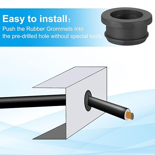 PATIKIL 25mm / 1 Inch Drill Hole,13/16 Inch ID Rubber Grommets, 3Pcs Top Hat Grommet for Wiring Eyelet Ring Gasket Automotive Firewall Cable Hole Plugs Wires Protection, Black